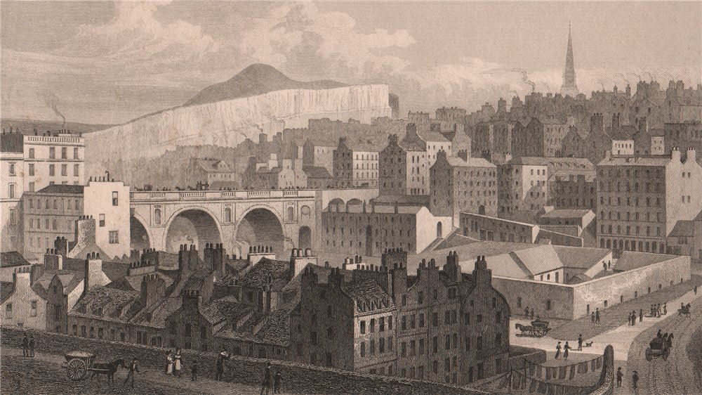 EDINBURGH. Part of the old town, from Princes Street. SHEPHERD 1833 print